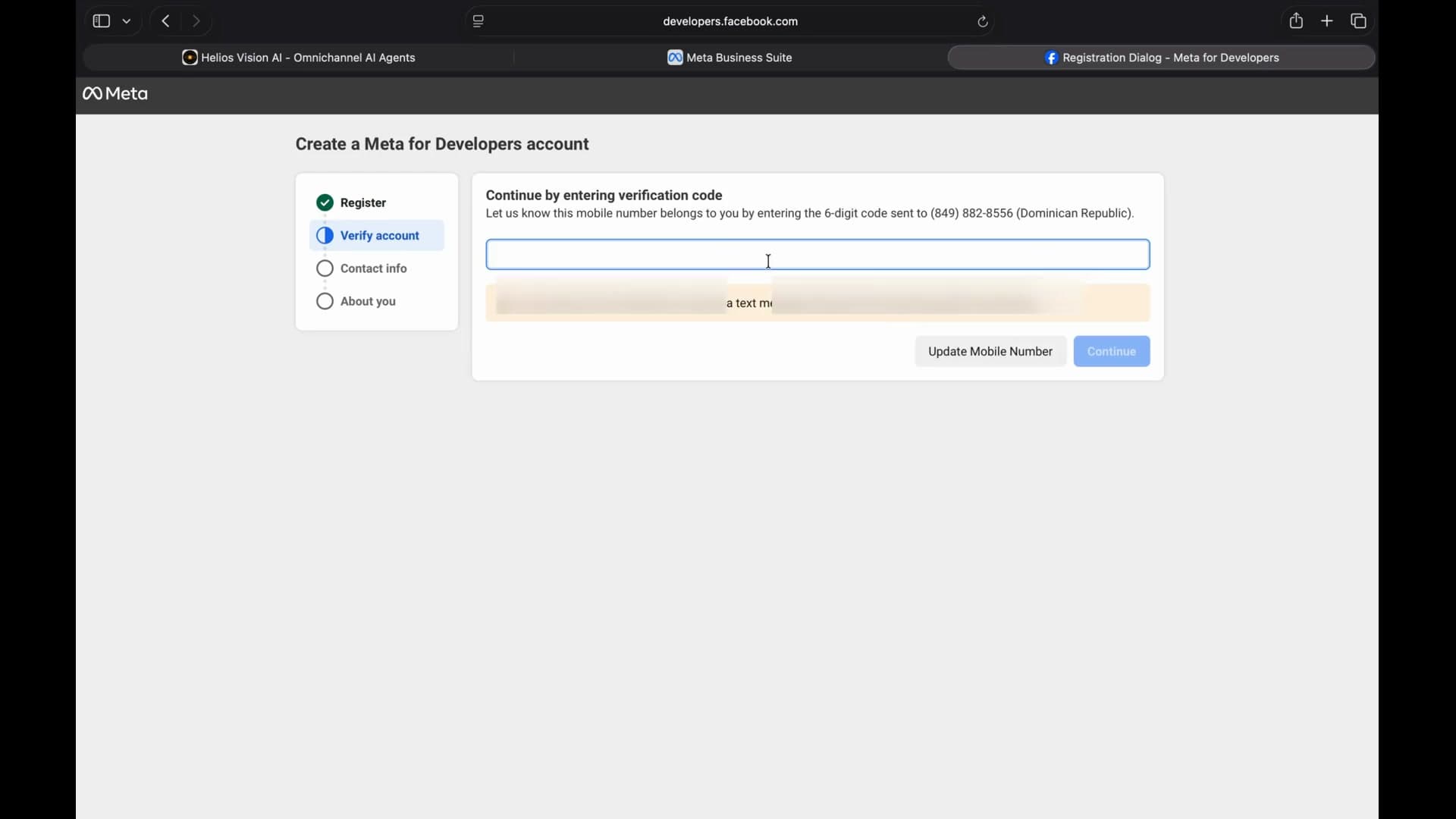 Create a Meta for Developers account and app