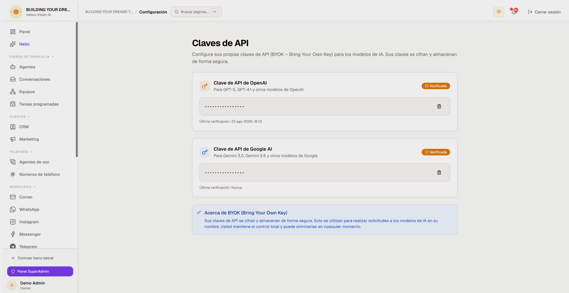 Configuración de API Keys