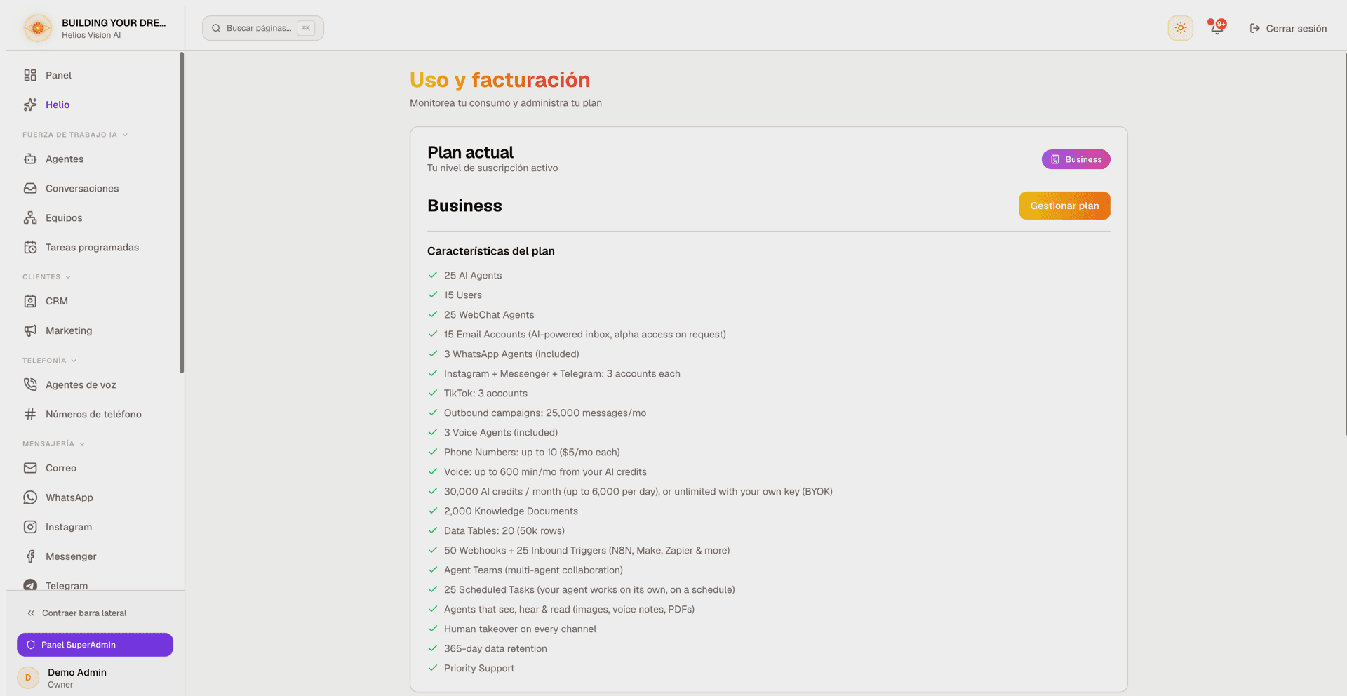 Facturación y Uso